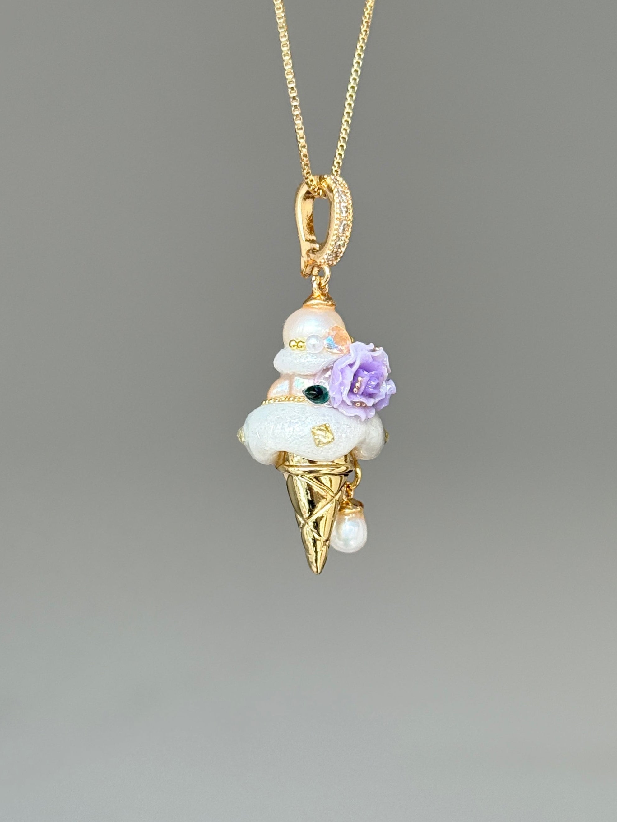 Lavender Rose Drop Scoop Baroque Pearl Necklace SKUCR75