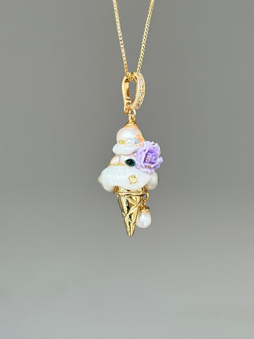 Lavender Rose Drop Scoop Baroque Pearl Necklace SKUCR75