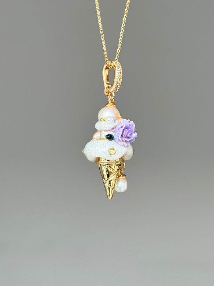 Lavender Rose Drop Scoop Baroque Pearl Necklace SKUCR75