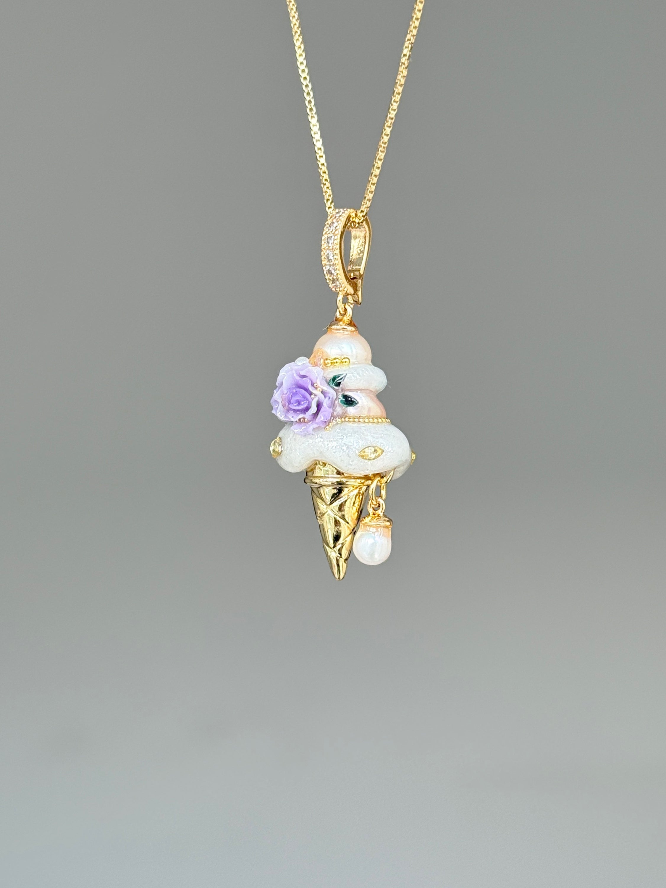 Lavender Rose Drop Scoop Baroque Pearl Necklace SKUCR75