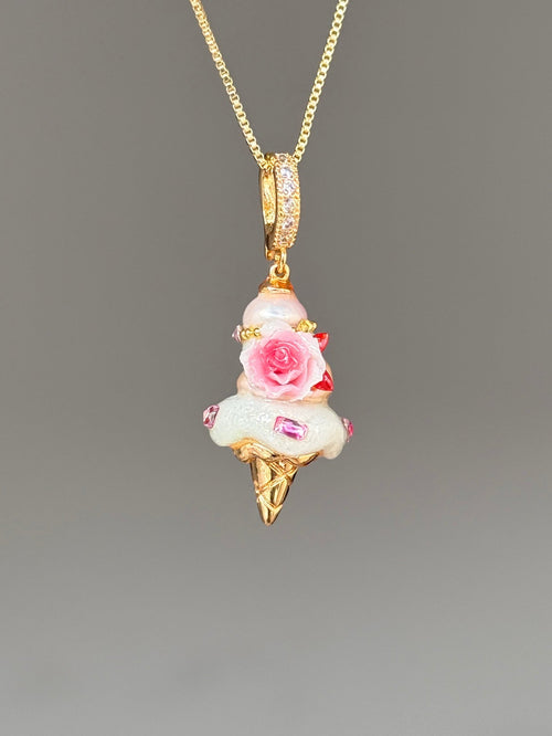 Pink Jewel Rose Scoop Baroque Pearl Necklace SKUCR76