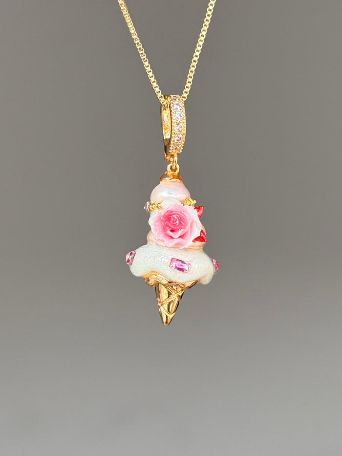 Pink Jewel Rose Scoop Baroque Pearl Necklace SKUCR76