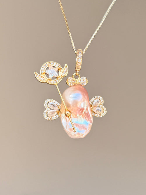 Star Wand Butterfly Sprite Baroque Pearl Necklace SKUE70