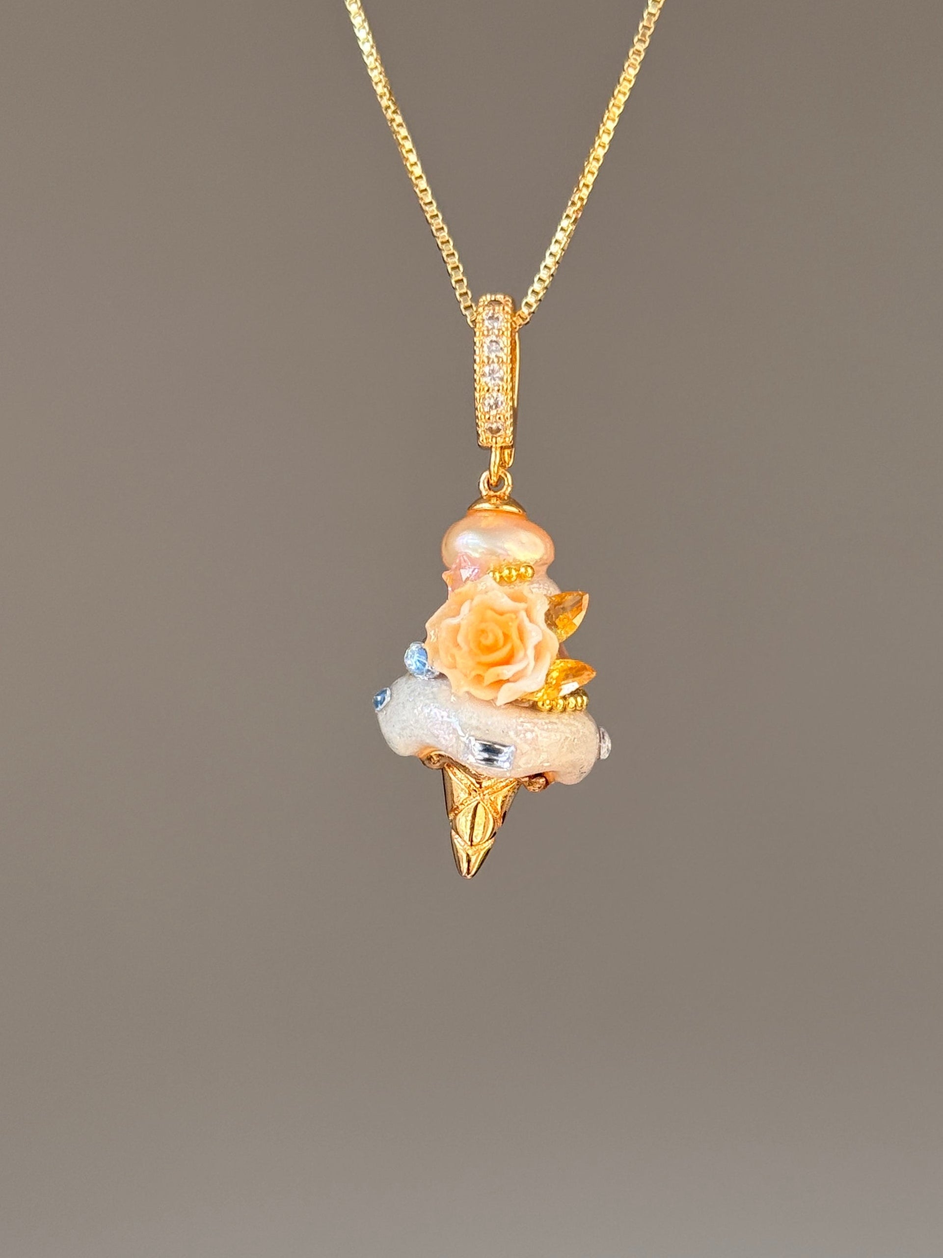 Orange Rose Jewel Scoop Baroque Pearl Necklace SKUCR77