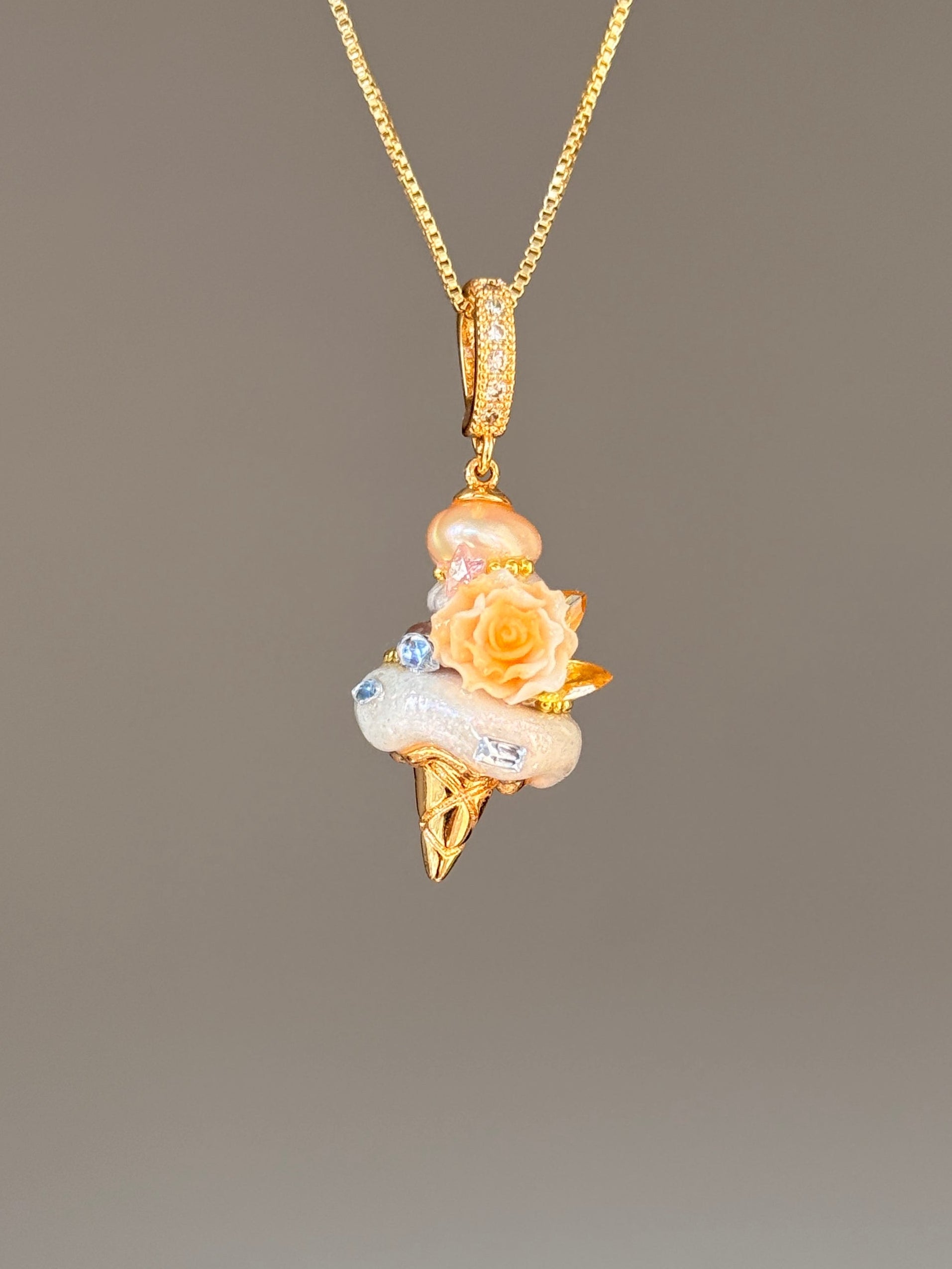 Orange Rose Jewel Scoop Baroque Pearl Necklace SKUCR77