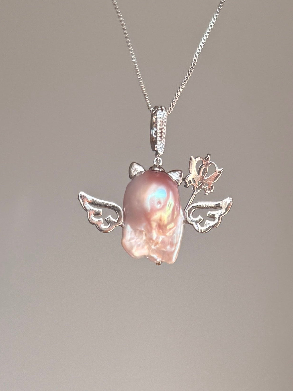 Crown Wand Wing Sprite Baroque Pearl Necklace SKUE123