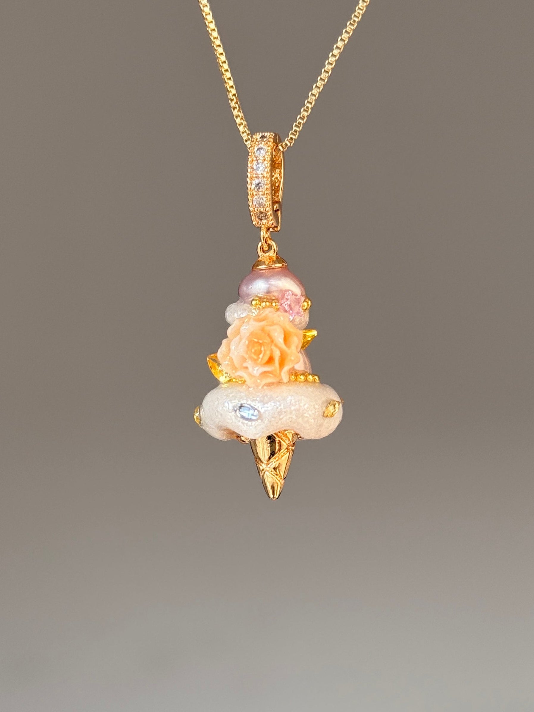 Apricot Rose Scoop Baroque Pearl Necklace SKUCR79