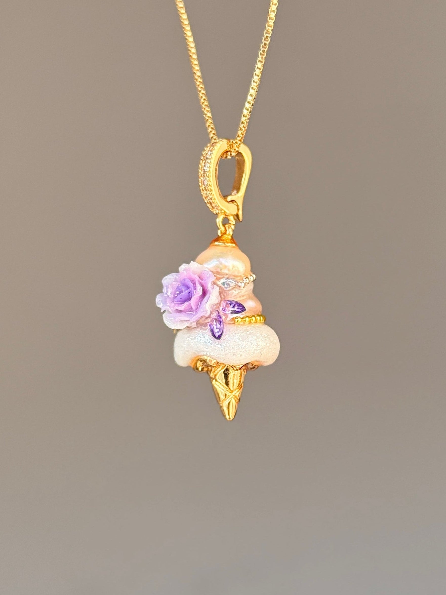 Lavender Rose Jewel Scoop Baroque Pearl Necklace SKUCR80