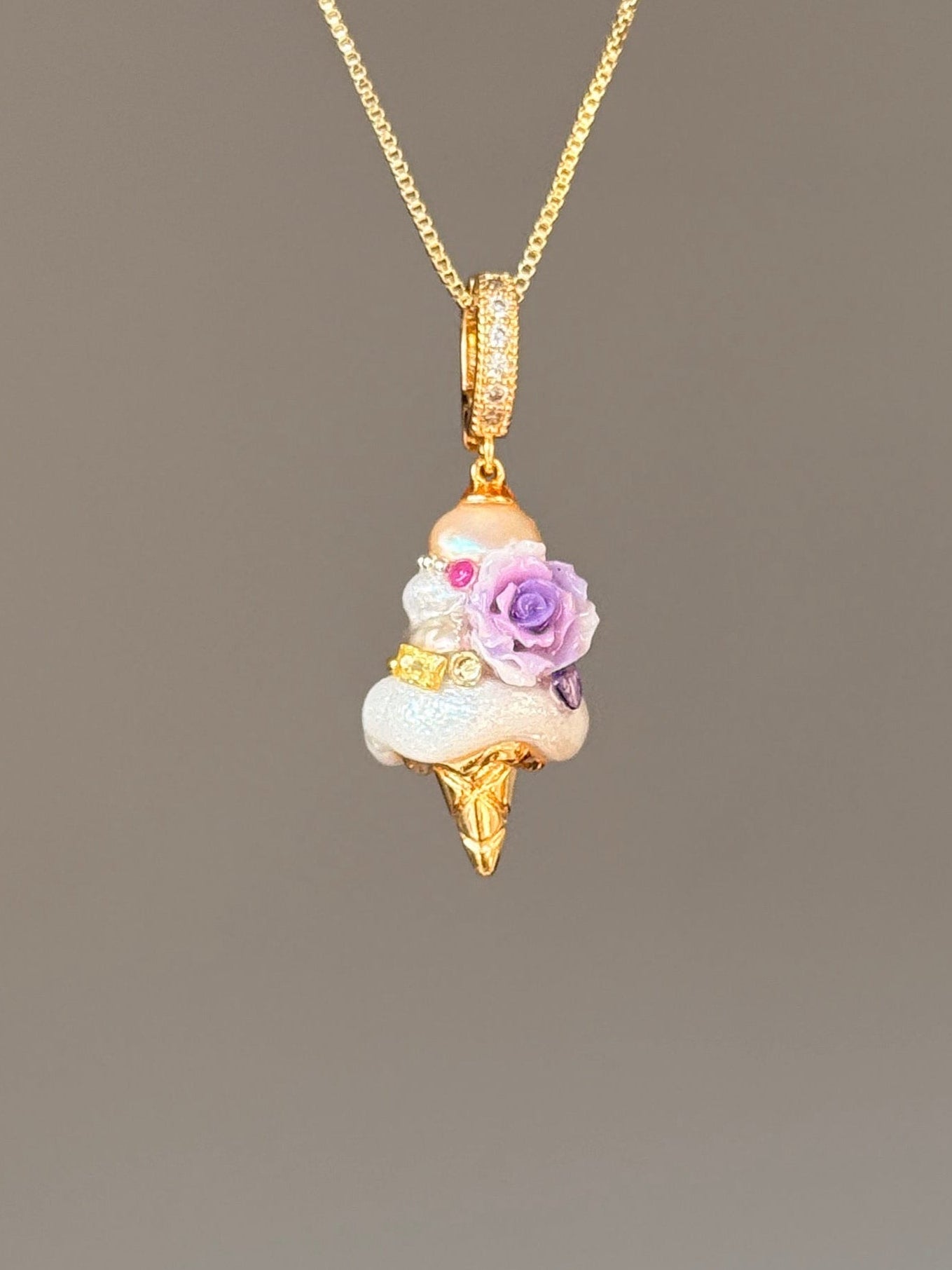 Lavender Rose Jewel Scoop Baroque Pearl Necklace SKUCR80