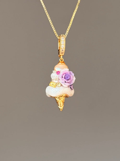 Lavender Rose Jewel Scoop Baroque Pearl Necklace SKUCR80