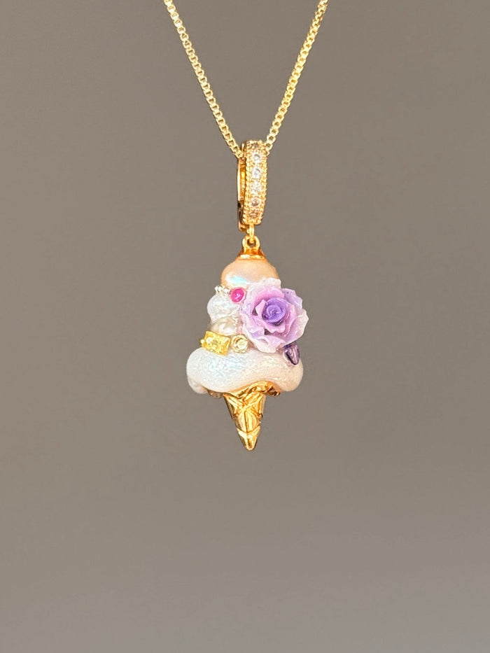 Lavender Rose Jewel Scoop Baroque Pearl Necklace SKUCR80