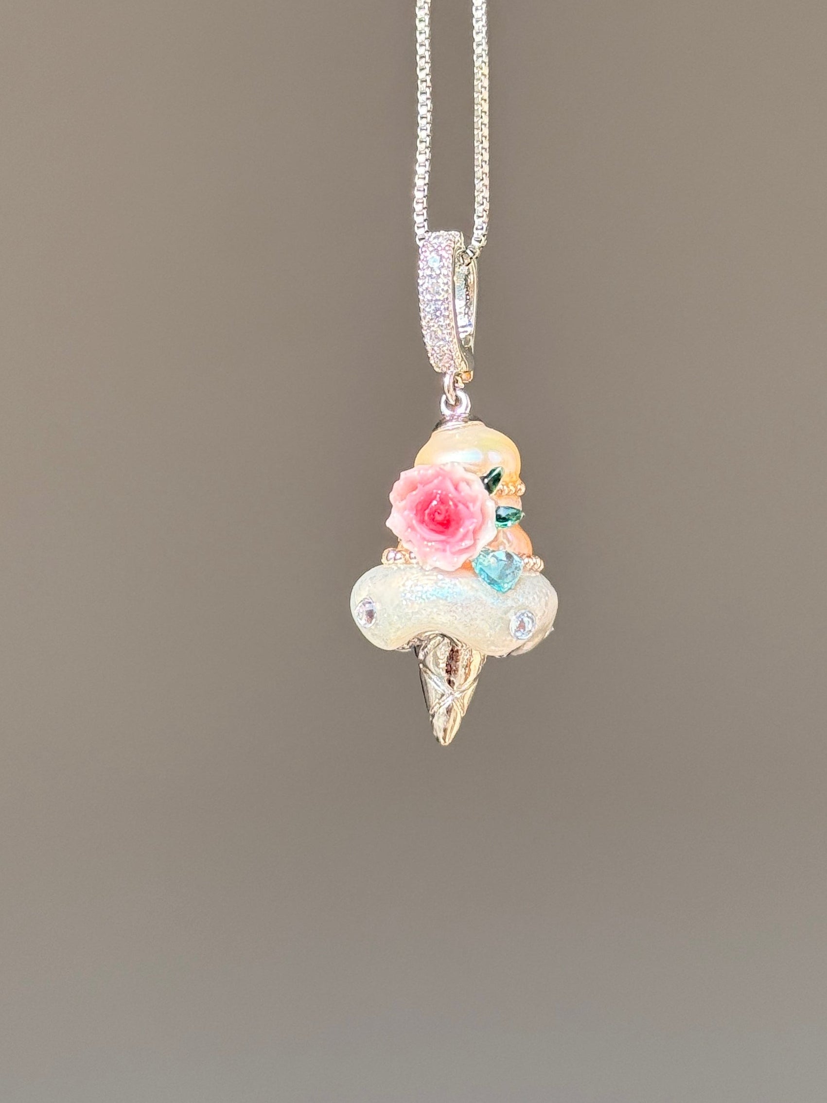 Pink Garden Rose Scoop Baroque Pearl Necklace SKUCR81