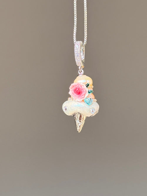 Pink Garden Rose Scoop Baroque Pearl Necklace SKUCR81