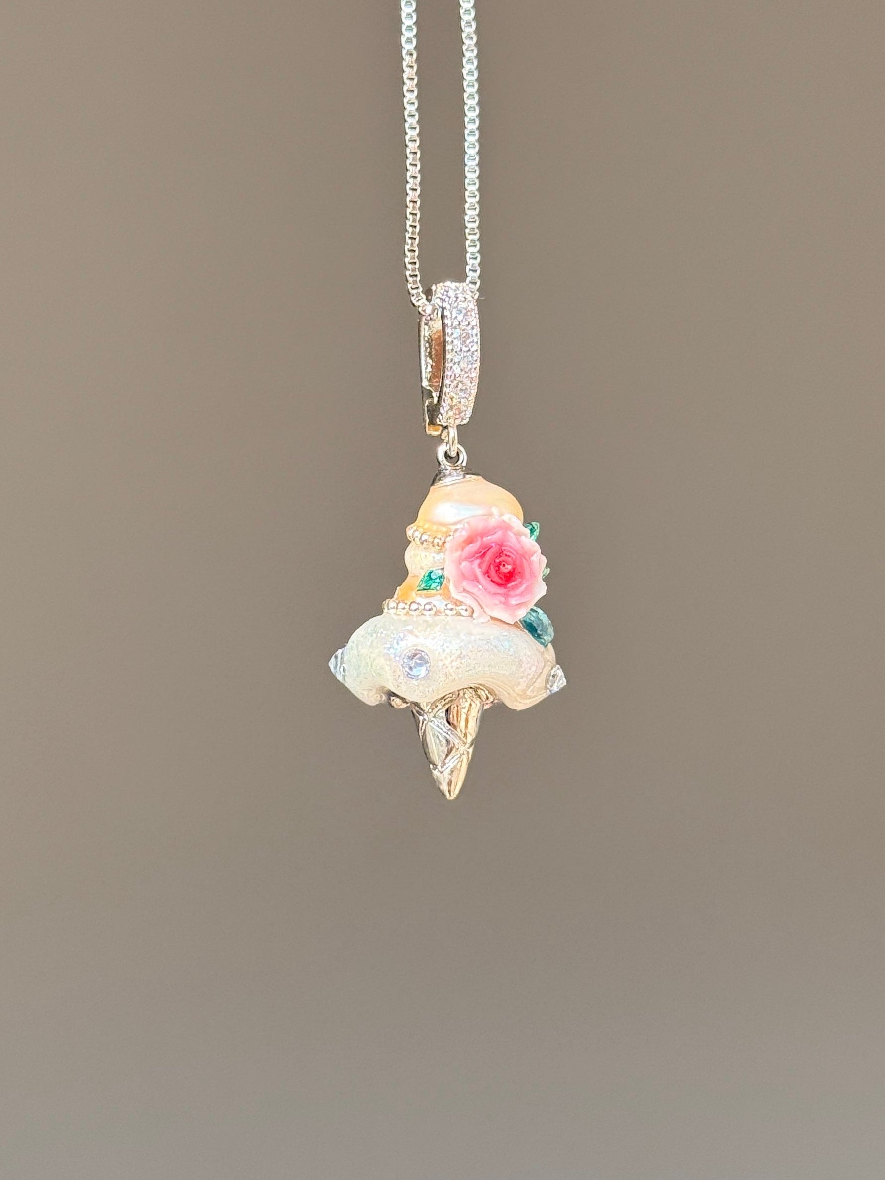 Pink Garden Rose Scoop Baroque Pearl Necklace SKUCR81