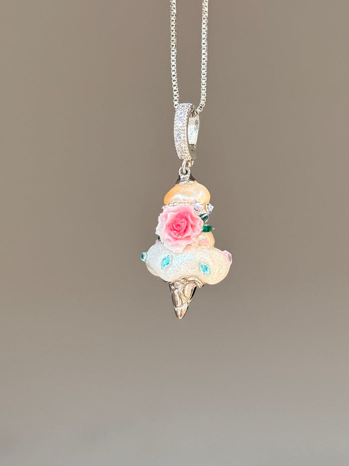 Aqua Jewel Rose Scoop Baroque Pearl Necklace SKUCR82
