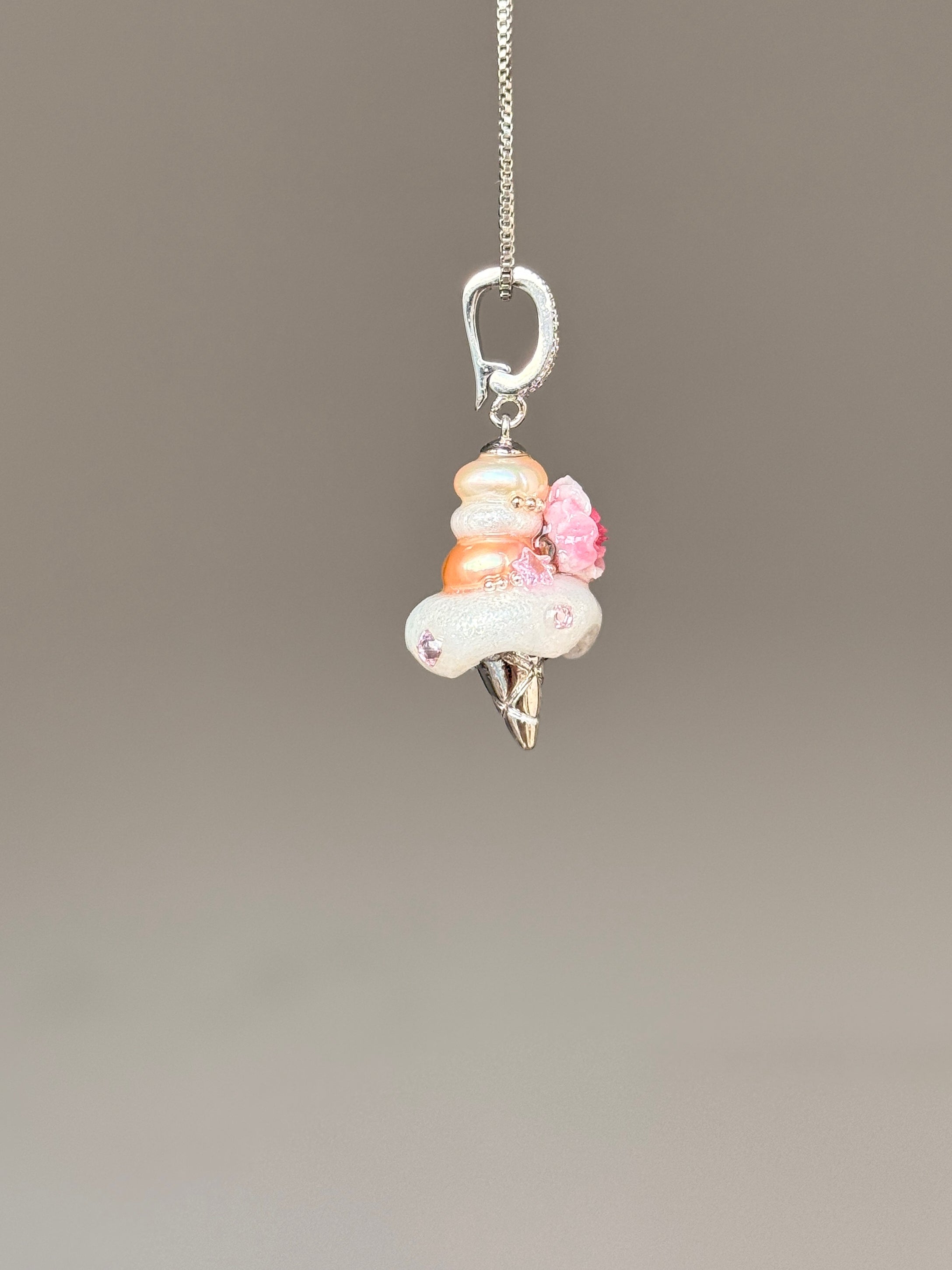 Pink Crystal Rose Scoop Baroque Pearl Necklace SKUCR83