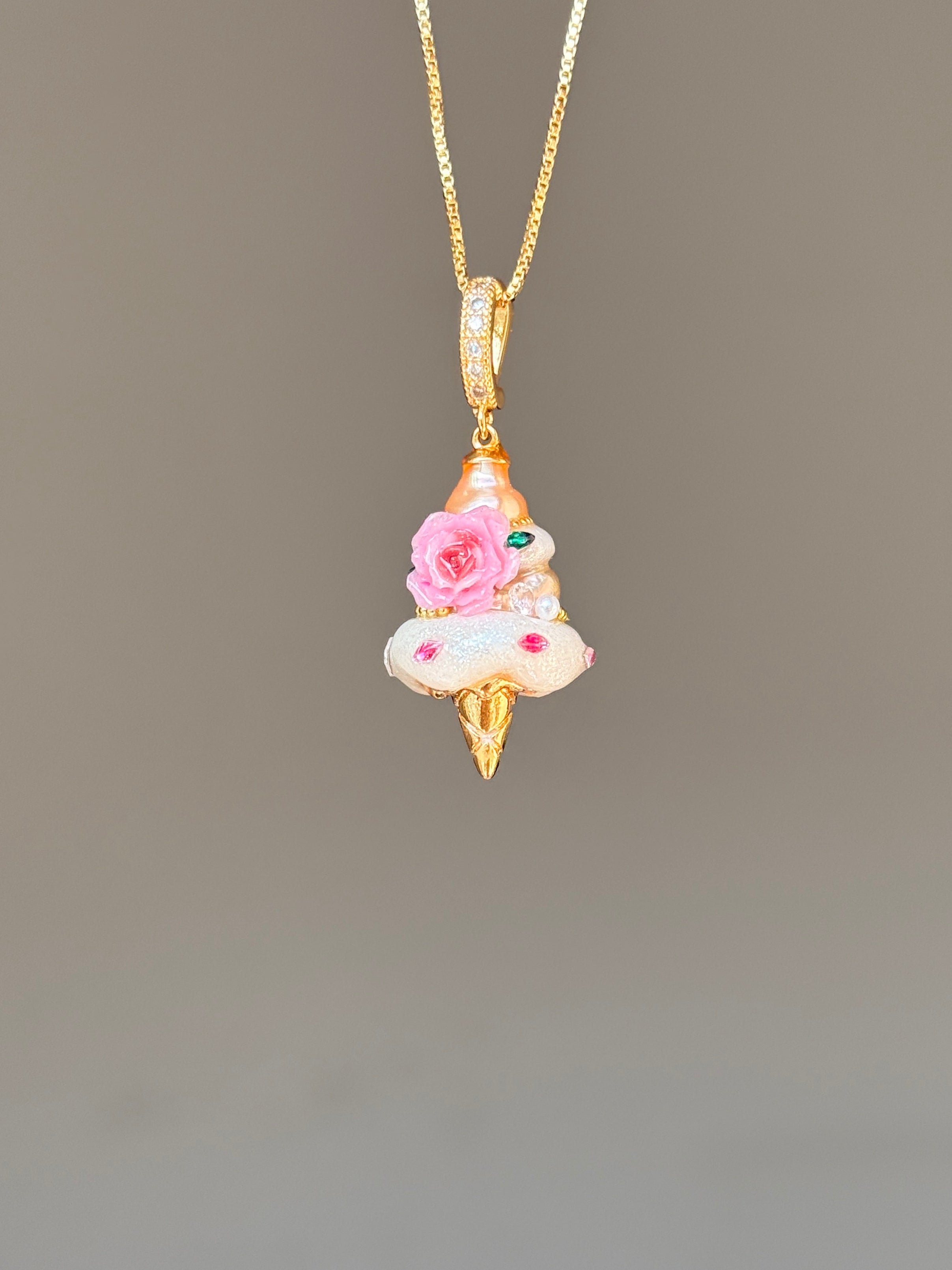Pink Rose Jewel Scoop Baroque Pearl Necklace SKUCR85