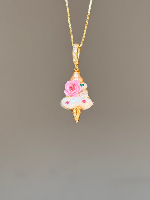 Pink Rose Jewel Scoop Baroque Pearl Necklace SKUCR85