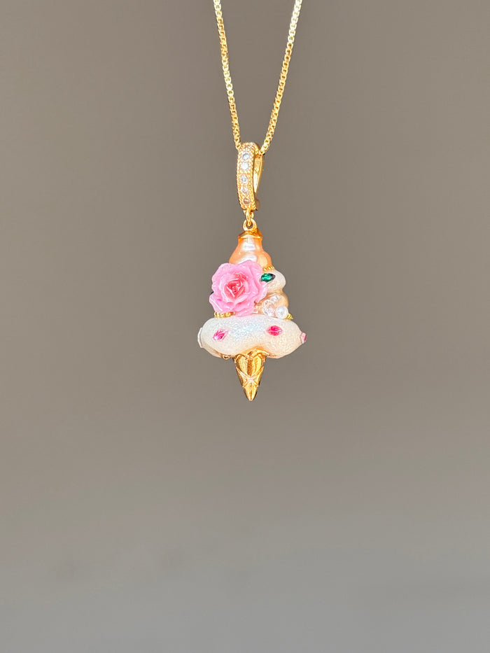 Pink Rose Jewel Scoop Baroque Pearl Necklace SKUCR85