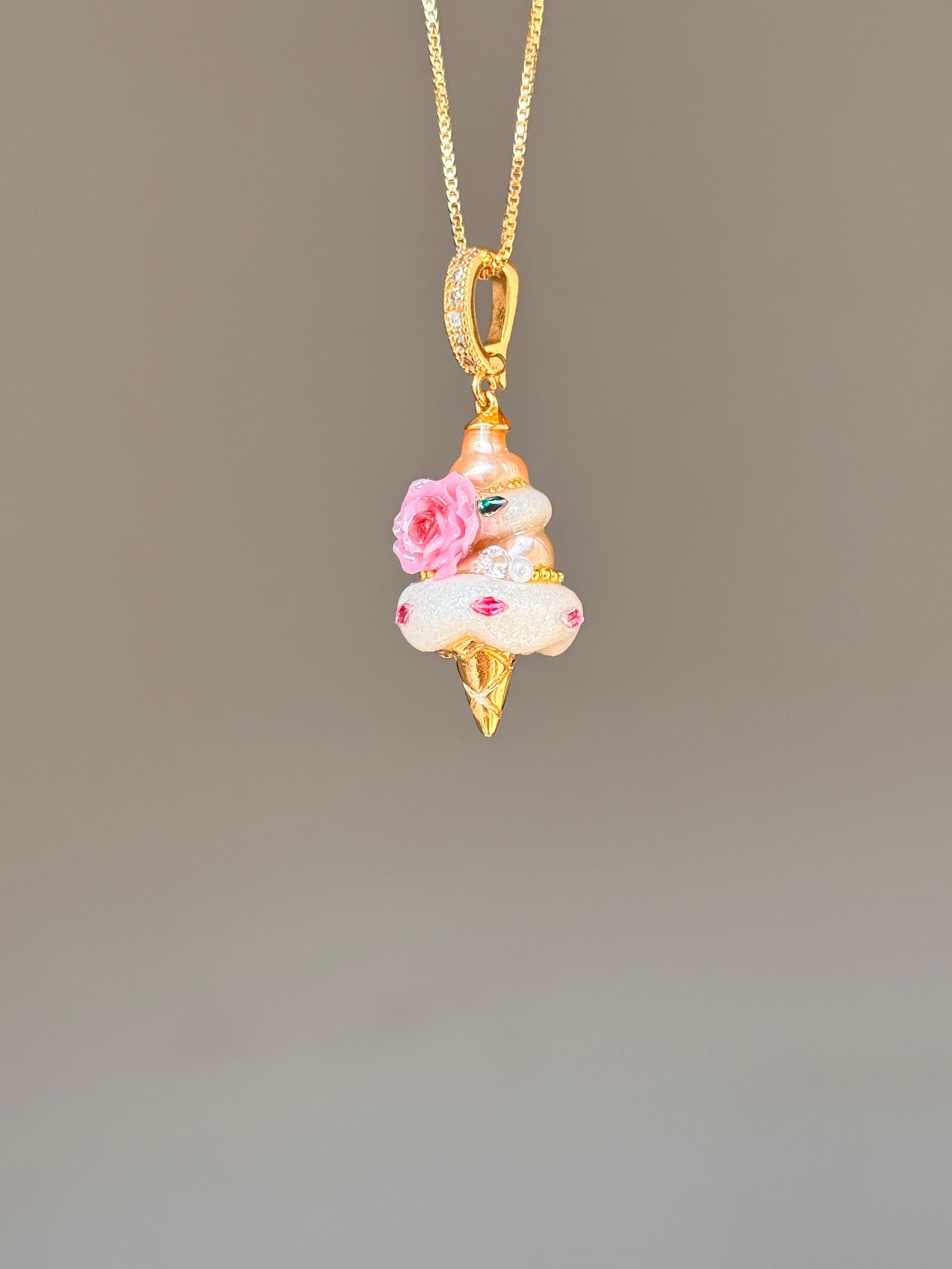 Pink Rose Jewel Scoop Baroque Pearl Necklace SKUCR85
