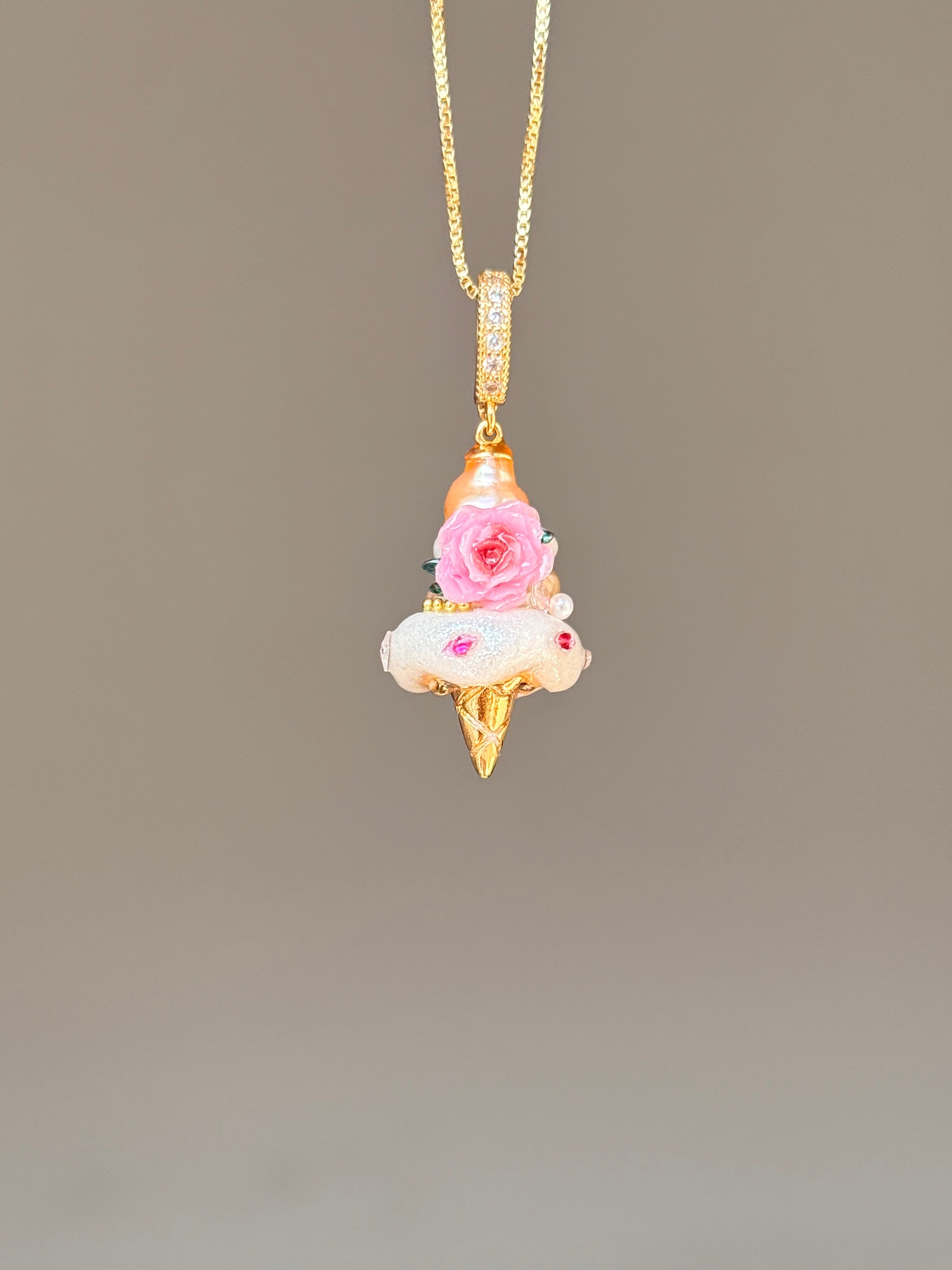 Pink Rose Jewel Scoop Baroque Pearl Necklace SKUCR85