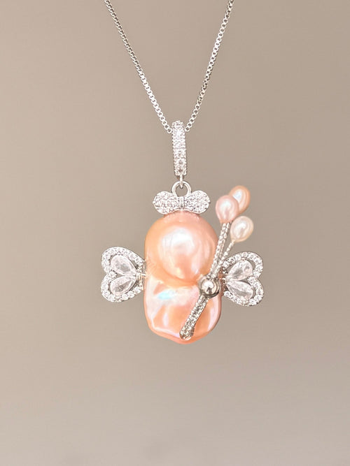 Balloon Butterfly Sprite Baroque Pearl Necklace SKUE245
