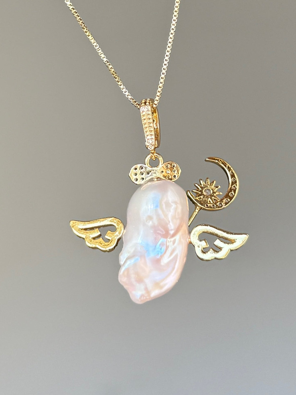 Moon Wand Wing Sprite Baroque Pearl Necklace SKUE257