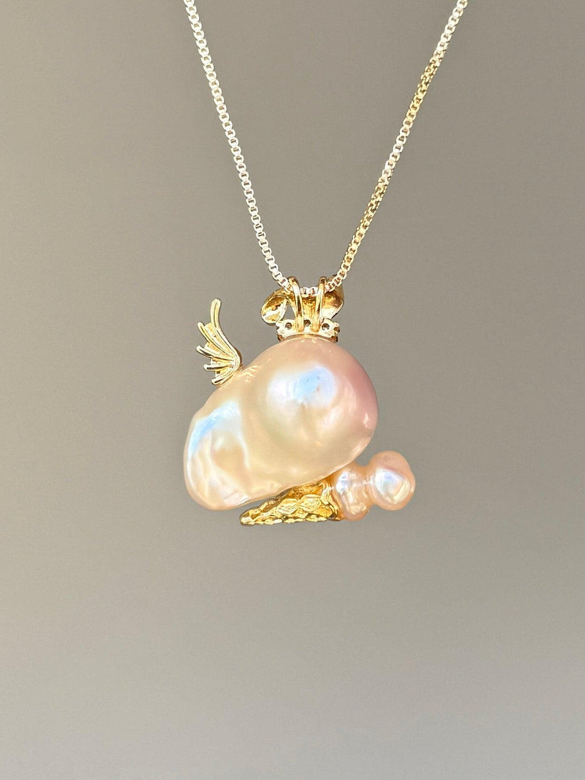 Ice Cream Wing Bunny Baroque Pearl Necklace SKUE330