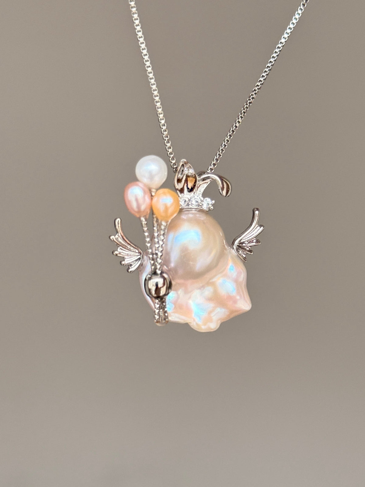 Balloon Wing Bunny Baroque Pearl Necklace SKUE349