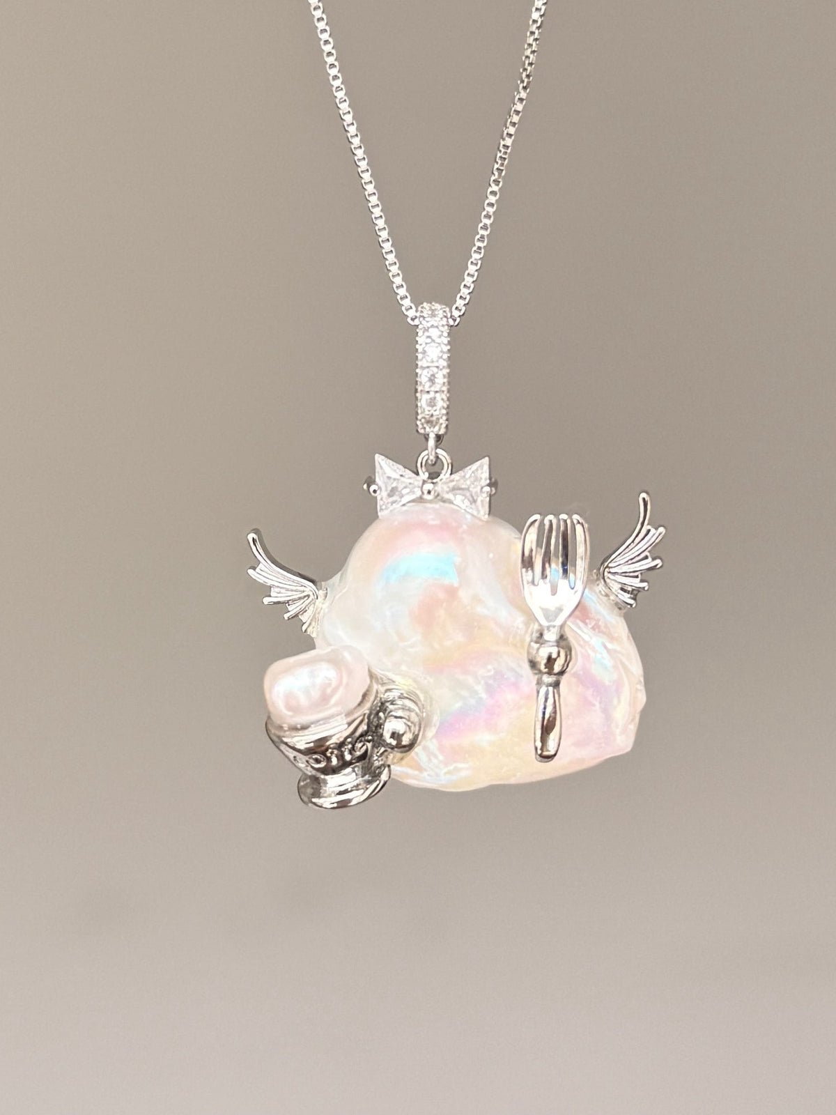 Tea Cup Wing Sprite Baroque Pearl Necklace SKUE476