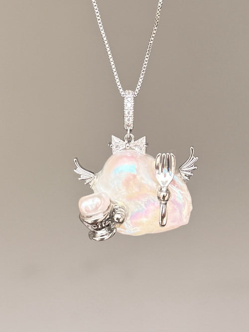Tea Cup Wing Sprite Baroque Pearl Necklace SKUE476