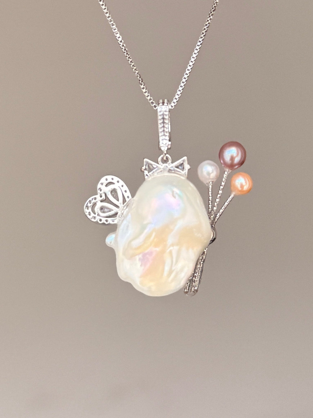 Balloon Butterfly Sprite Baroque Pearl Necklace SKUE480