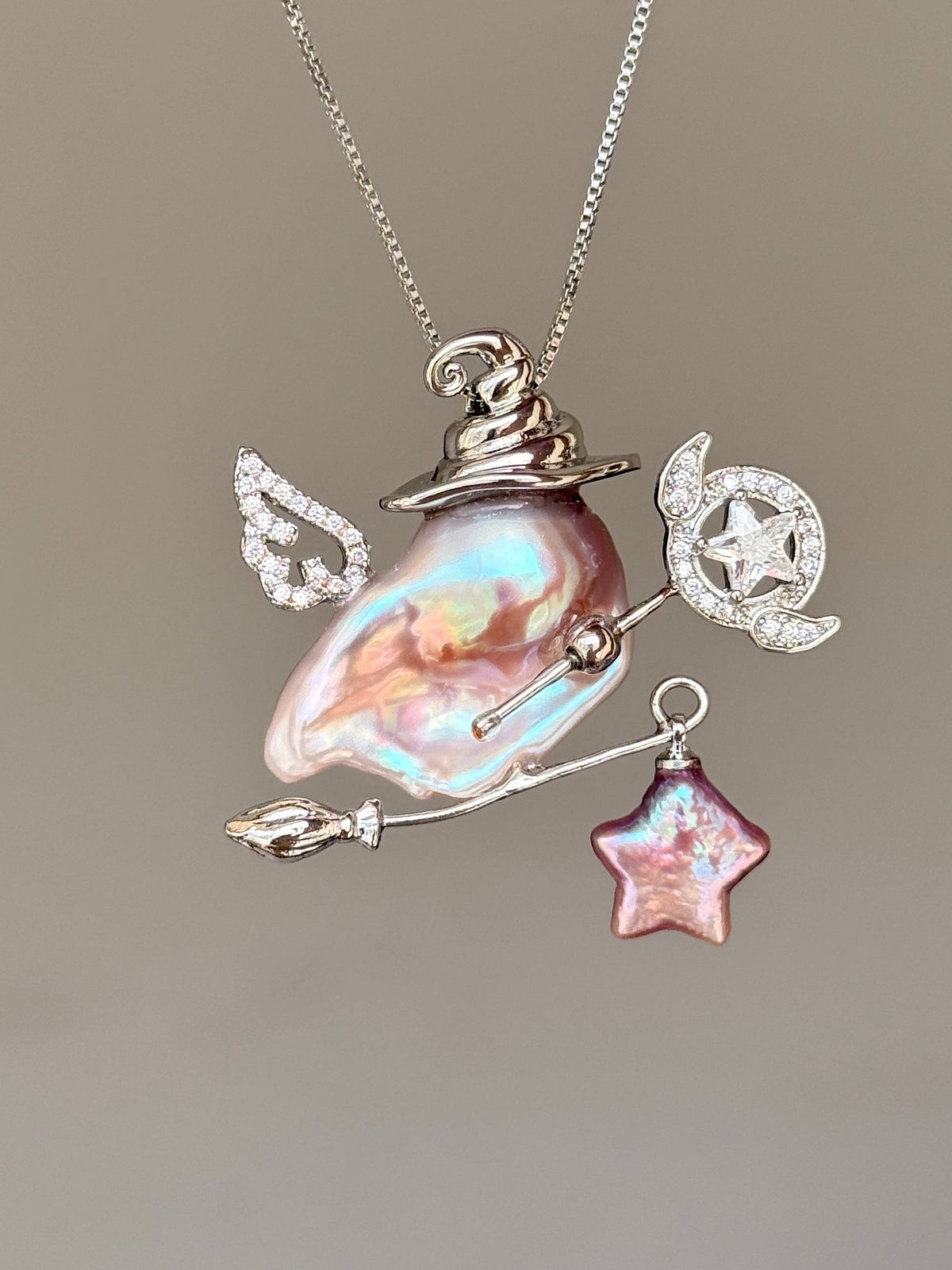 Moon Wand Witch Baroque Pearl Necklace SKUE882