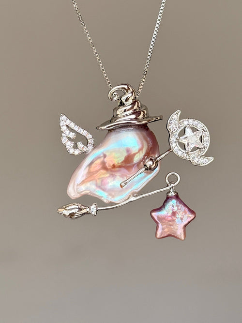 Moon Wand Witch Baroque Pearl Necklace SKUE882