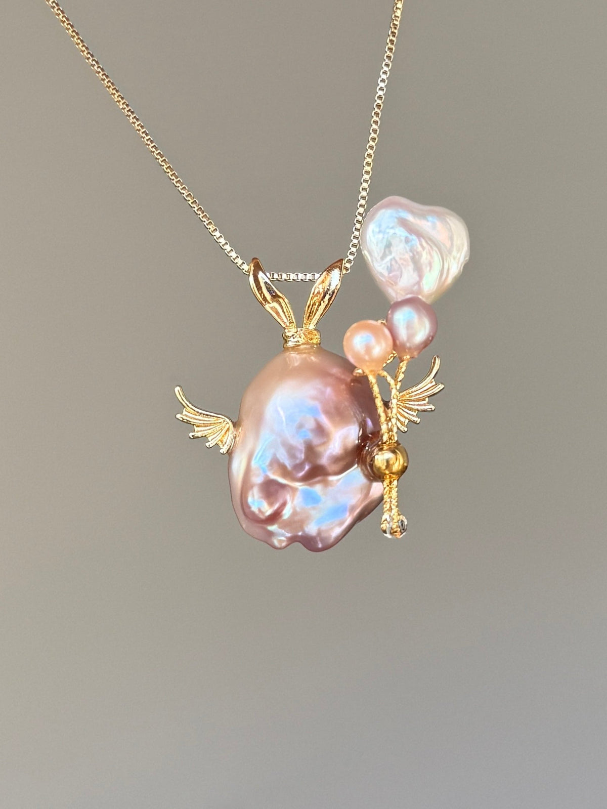 Heart Balloon Bunny Baroque Pearl Necklace SKUE900