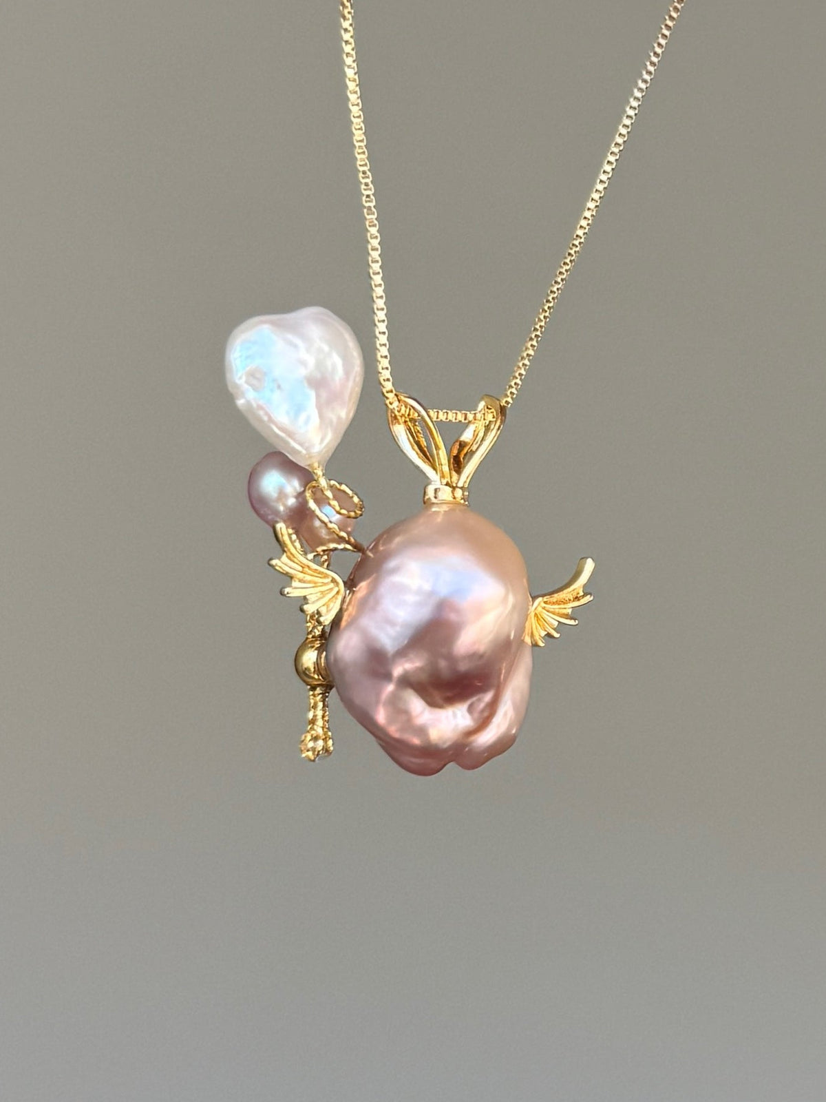 Heart Balloon Bunny Baroque Pearl Necklace SKUE900