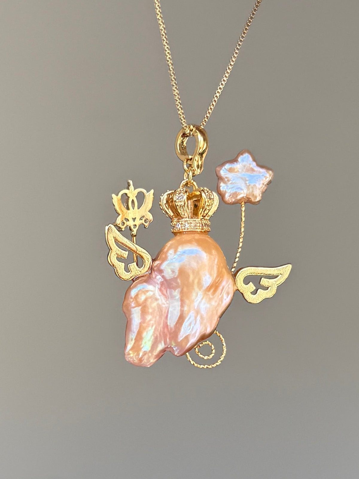 Crowned Star Fairy Baroque Pearl Necklace SKUE963