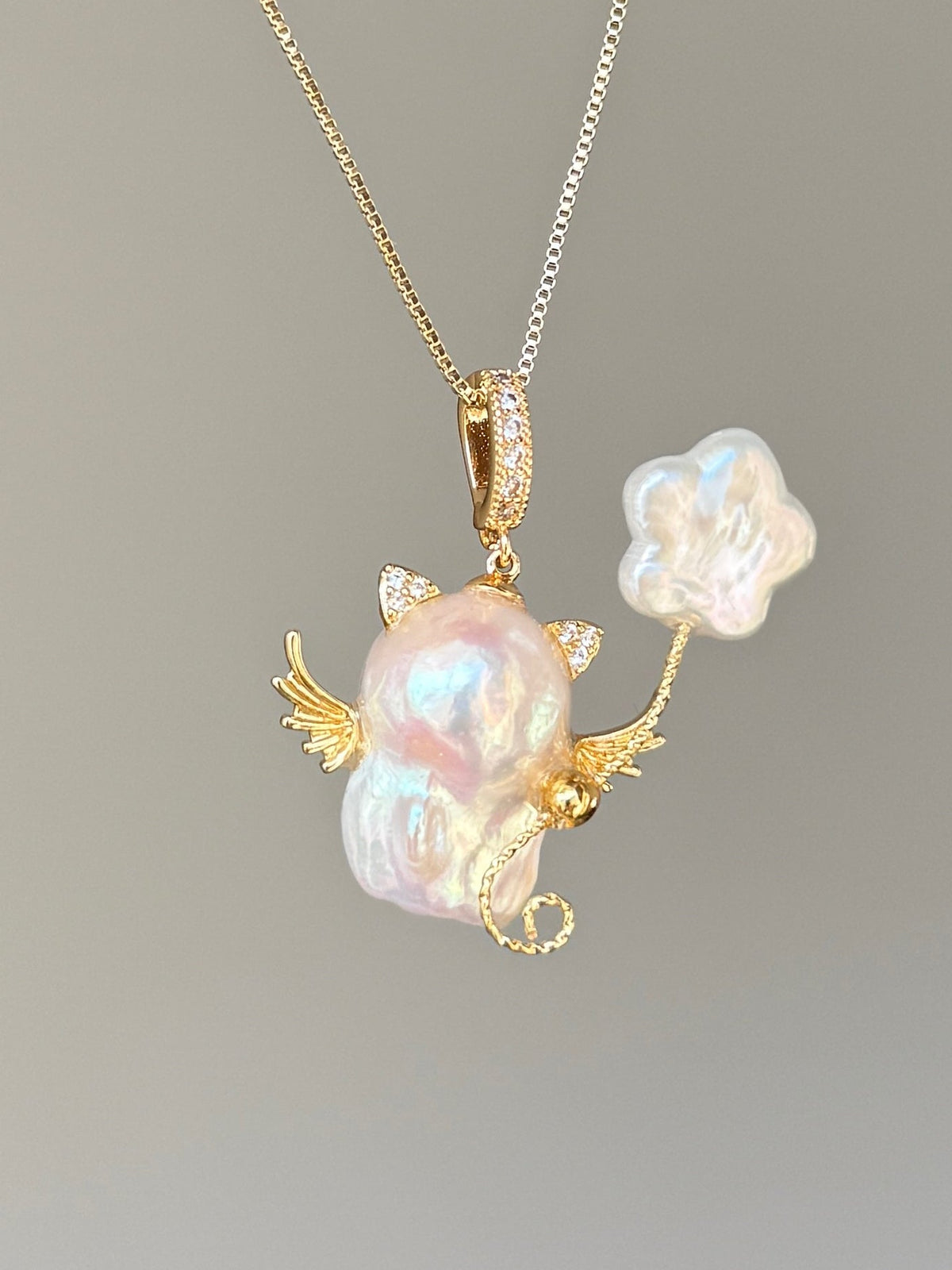 Cloud Balloon Wing Sprite Baroque Pearl Necklace SKUE1187
