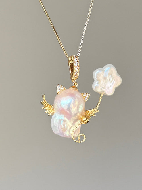 Cloud Balloon Wing Sprite Baroque Pearl Necklace SKUE1187