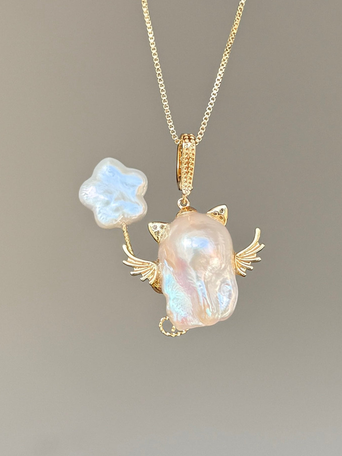 Cloud Balloon Wing Sprite Baroque Pearl Necklace SKUE1187