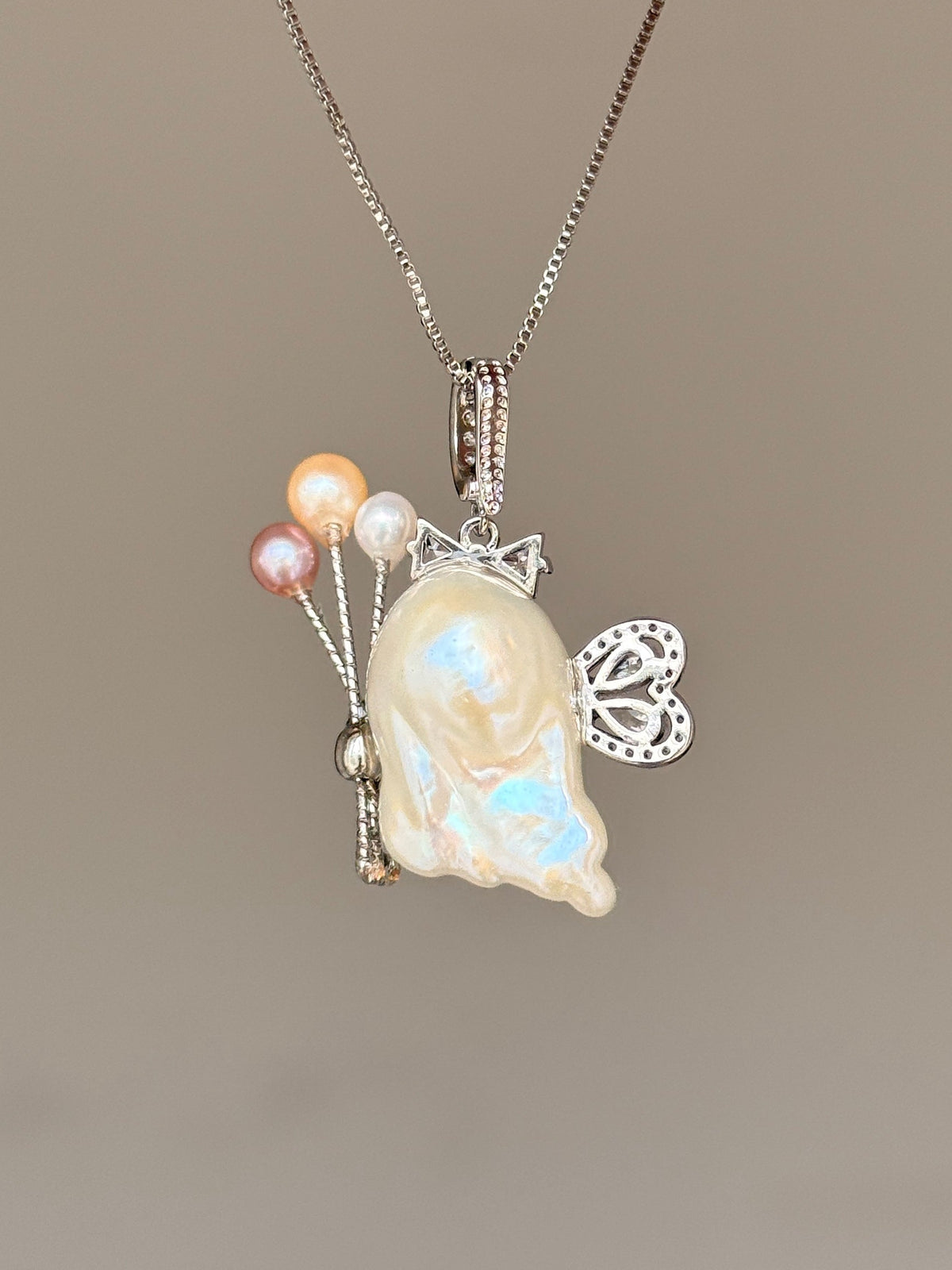 Balloon Butterfly Sprite Baroque Pearl Necklace SKUE1189
