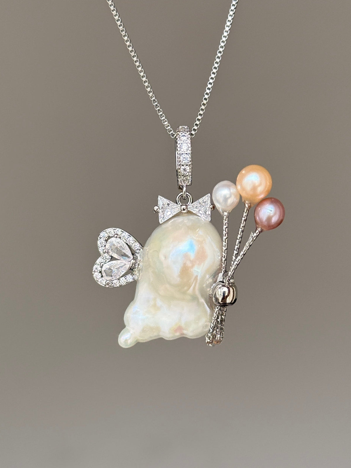 Balloon Butterfly Sprite Baroque Pearl Necklace SKUE1189