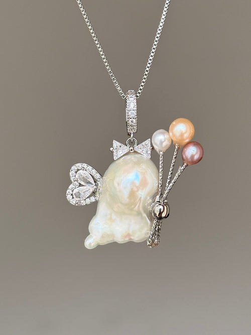 Balloon Butterfly Sprite Baroque Pearl Necklace SKUE1189