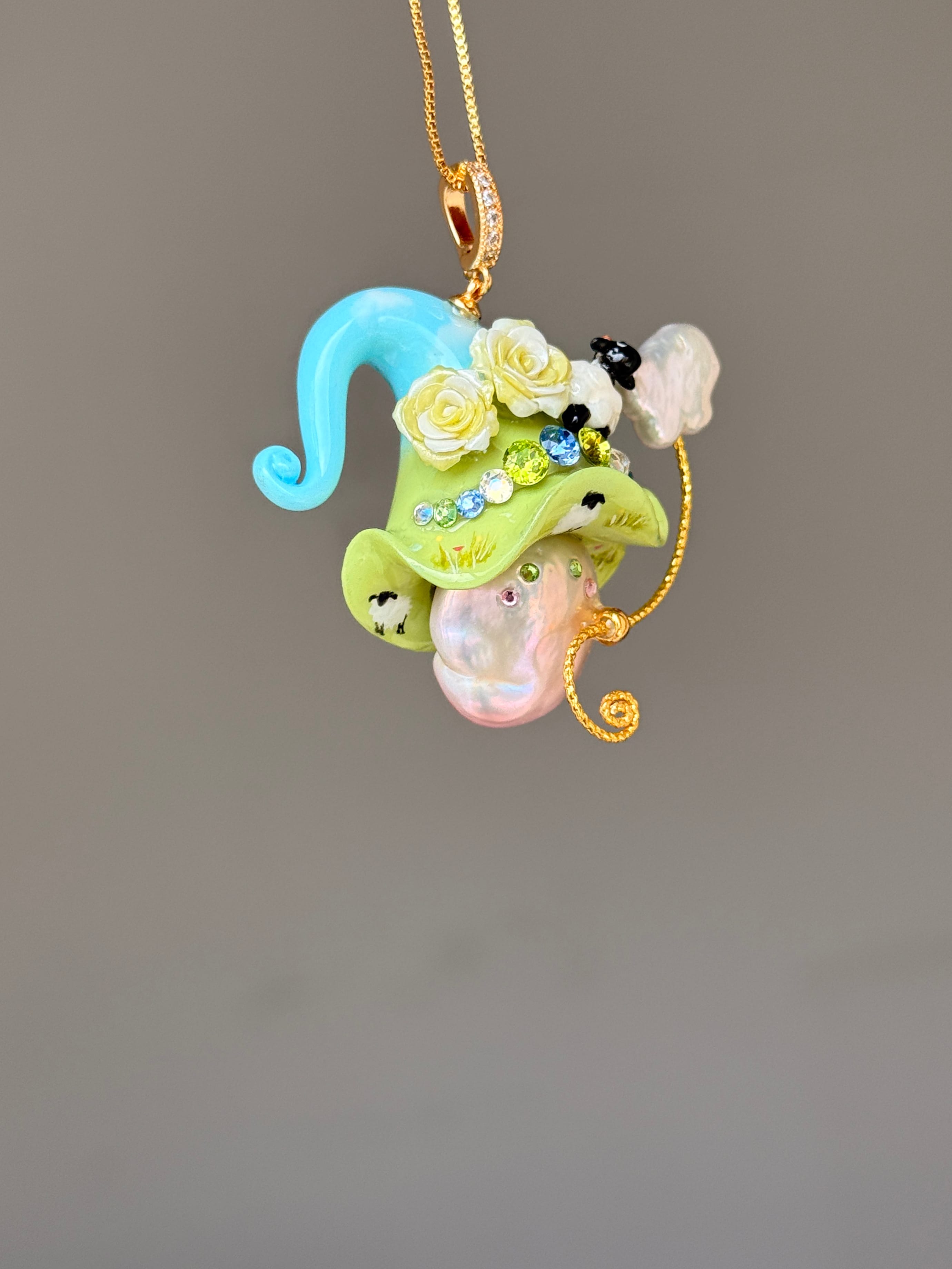 Blackface Sheep Sprite Baroque Pearl Necklace SKUP1394