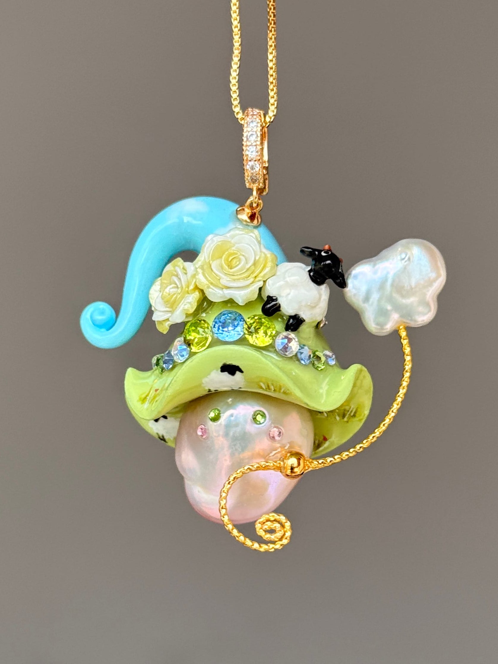 Blackface Sheep Sprite Baroque Pearl Necklace SKUP1394