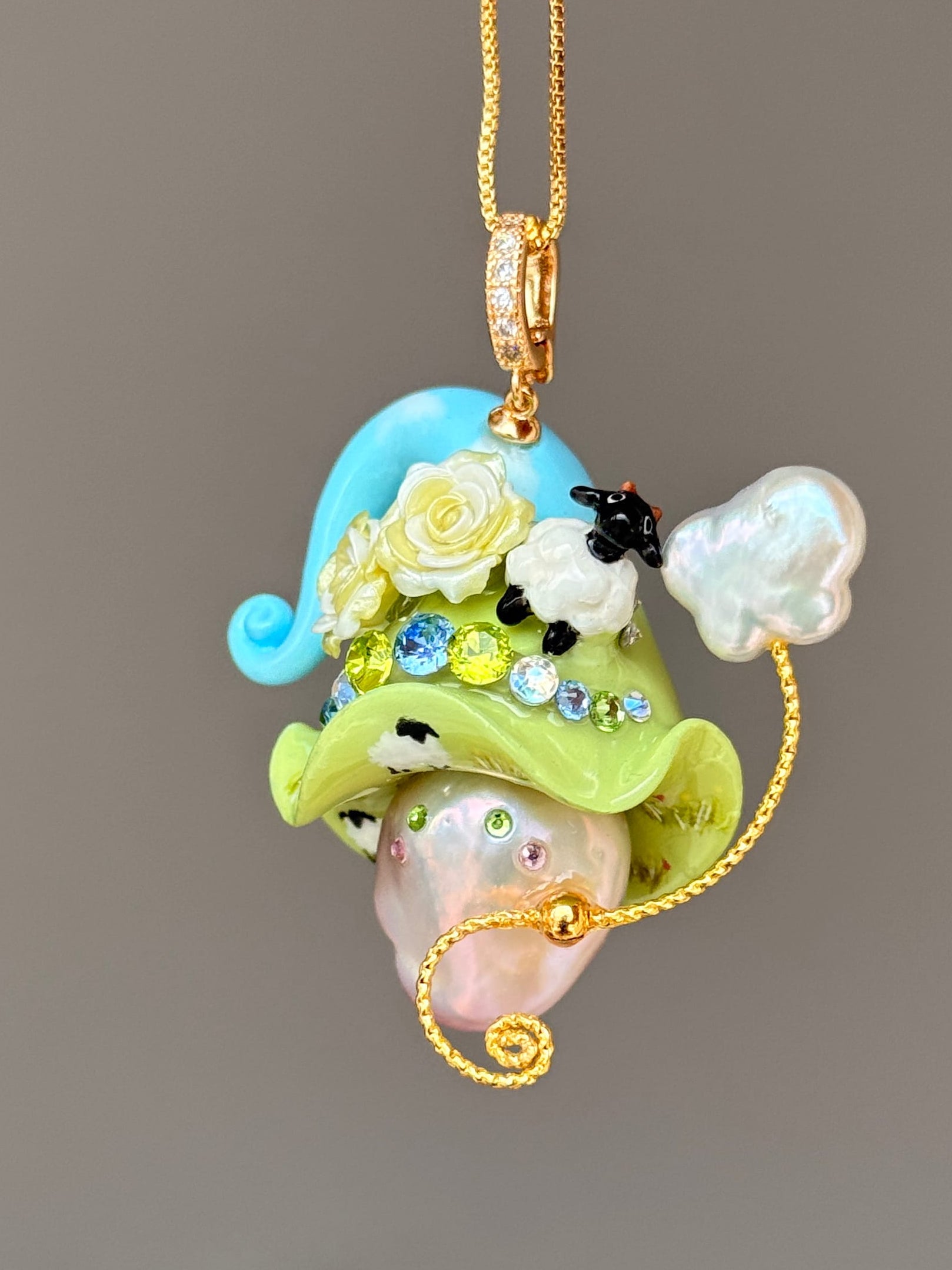 Blackface Sheep Sprite Baroque Pearl Necklace SKUP1394