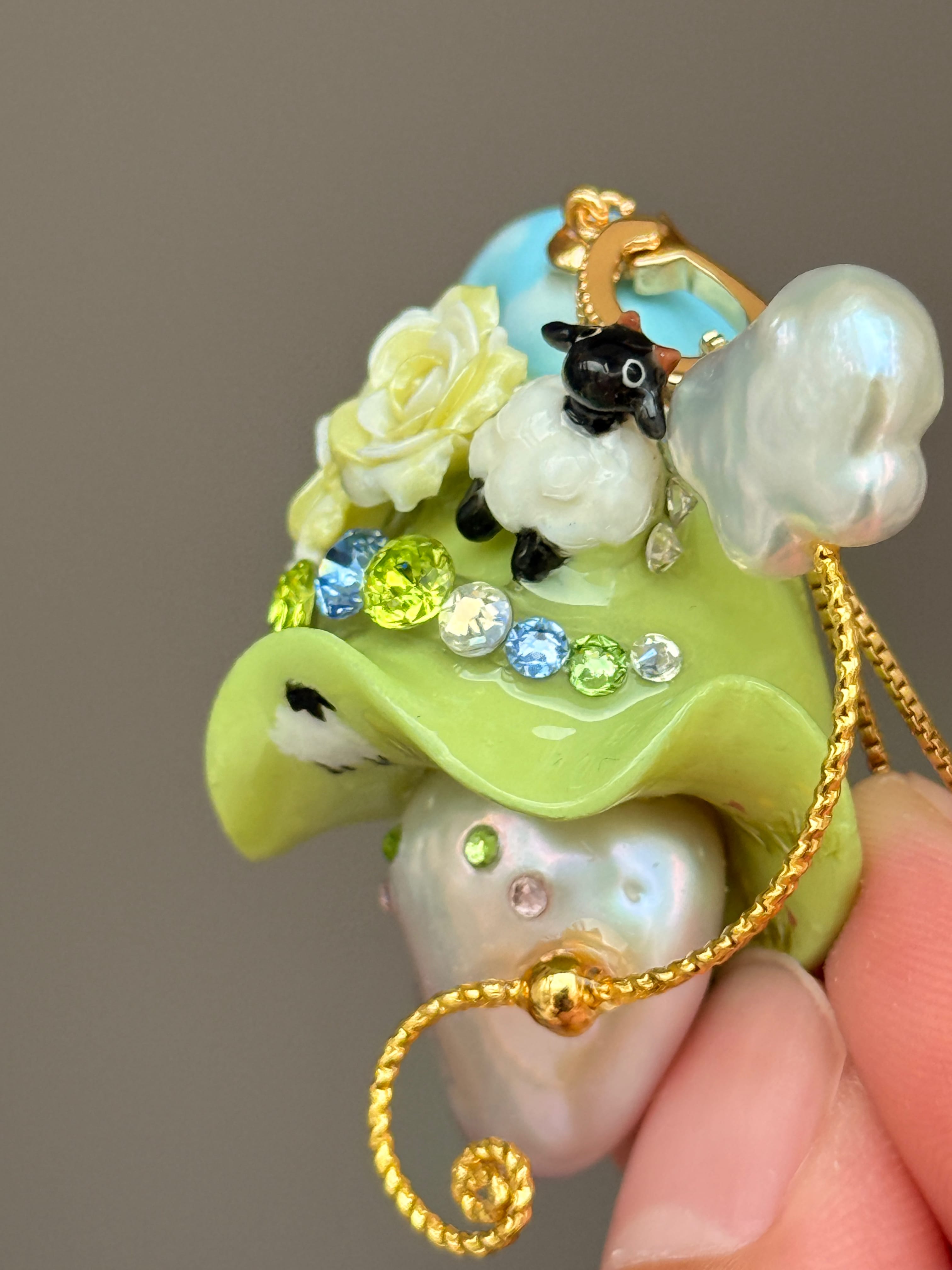 Blackface Sheep Sprite Baroque Pearl Necklace SKUP1394