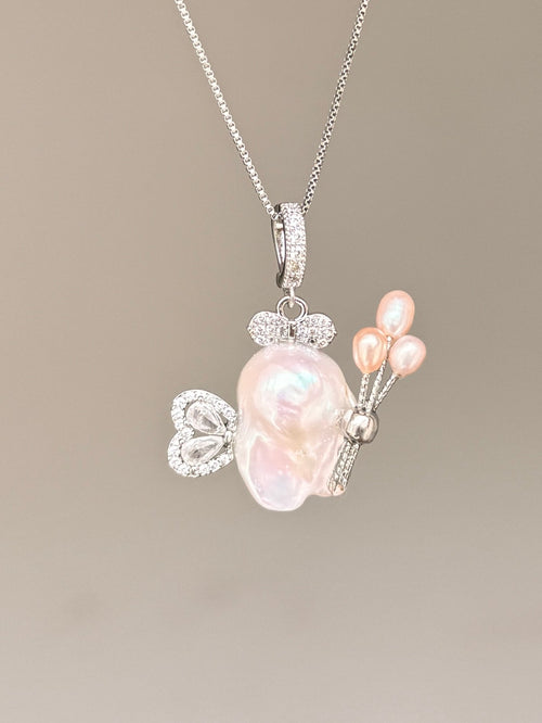 Balloon Butterfly Sprite Baroque Pearl Necklace SKUE1311