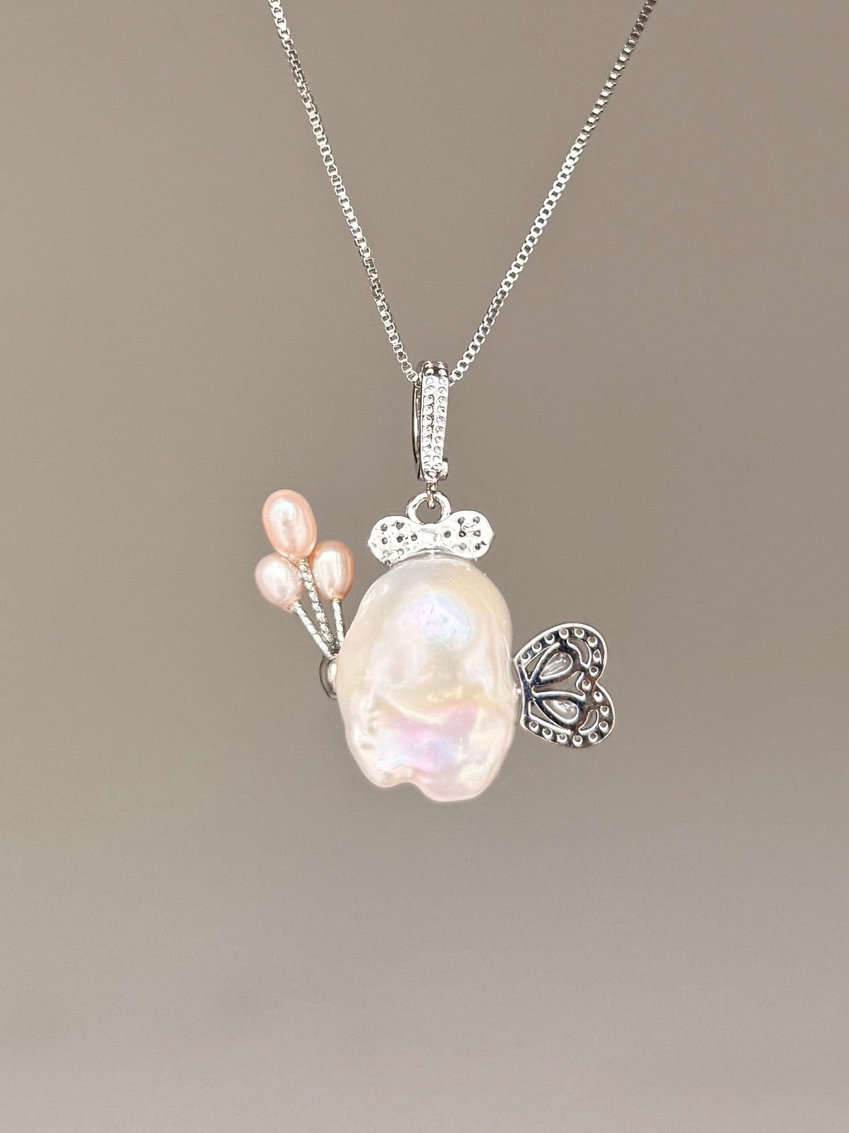 Balloon Butterfly Sprite Baroque Pearl Necklace SKUE1311