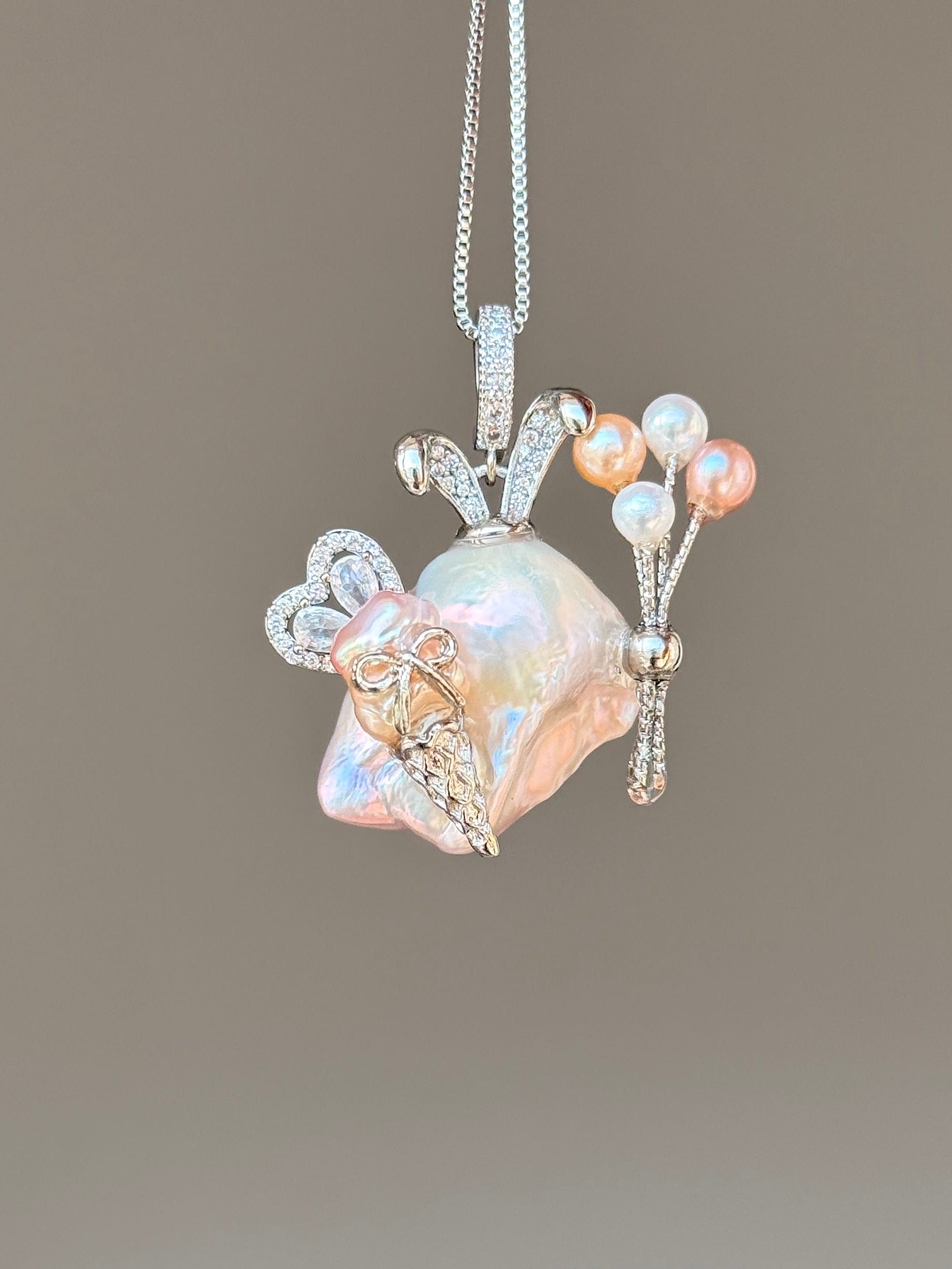 Bunny Balloon Sprite Baroque Pearl Necklace SKUE1503